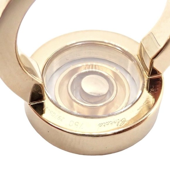 Authentic! Chopard 18k Yellow Gold Diamond Double Circle Happy Spirit Ring - Picture 7 of 12